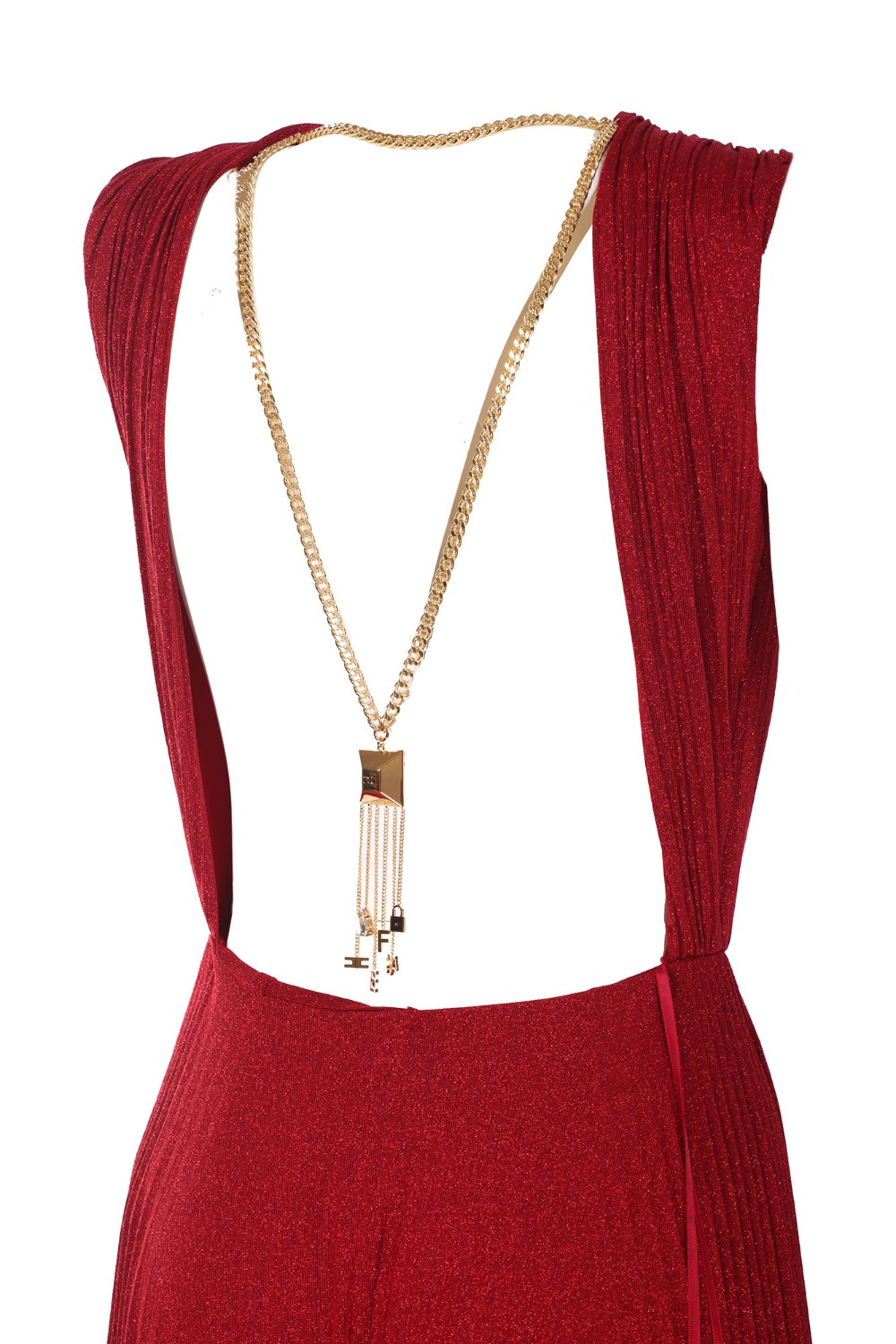 shop ELISABETTA FRANCHI  Abito: Elisabetta Franchi abito Red Carpet in jersey lurex con charm pendente.
Ampio scollo sagomato con V profondo, tutto arricciato.
Gonna plissé: è formata da tre pannelli che creano due spacchi laterali.
Nella schiena nuda spicca l’accessorio pendente in metallo dorato.
Composizione: 63% Viscosa 17% Poliestere 15% Poliammide 
5% Elastane.
Made in Italy.. AB23527E2-AU2 number 1333617